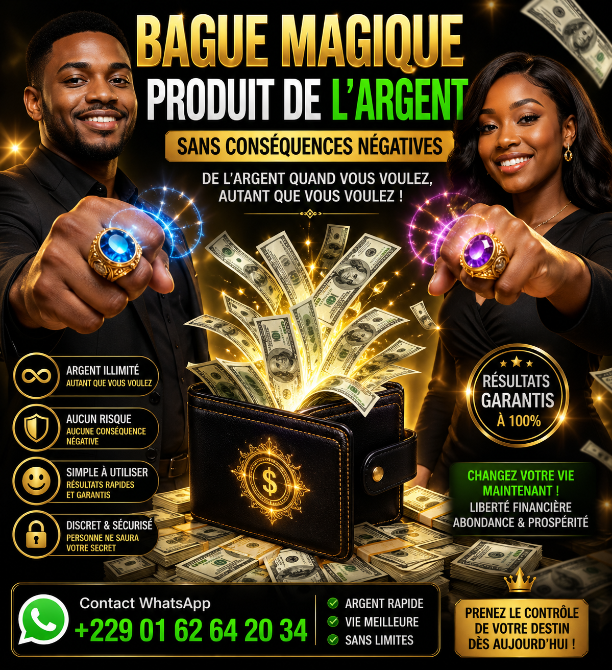 BAGUE MAGIQUE DE RICHESSE 💍💰 – Générez de l’argent à volonté