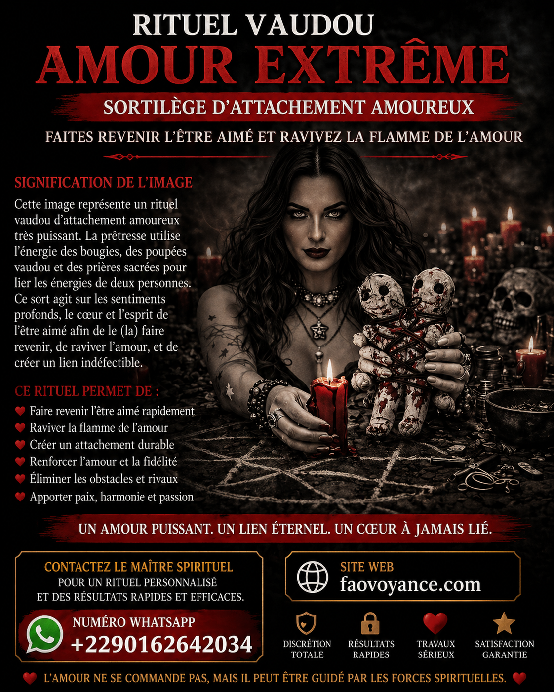 Rituel Vaudou d’Amour Extrême ❤️ – Faites Revenir l’Être Aimé et Créez un Lien Éternel